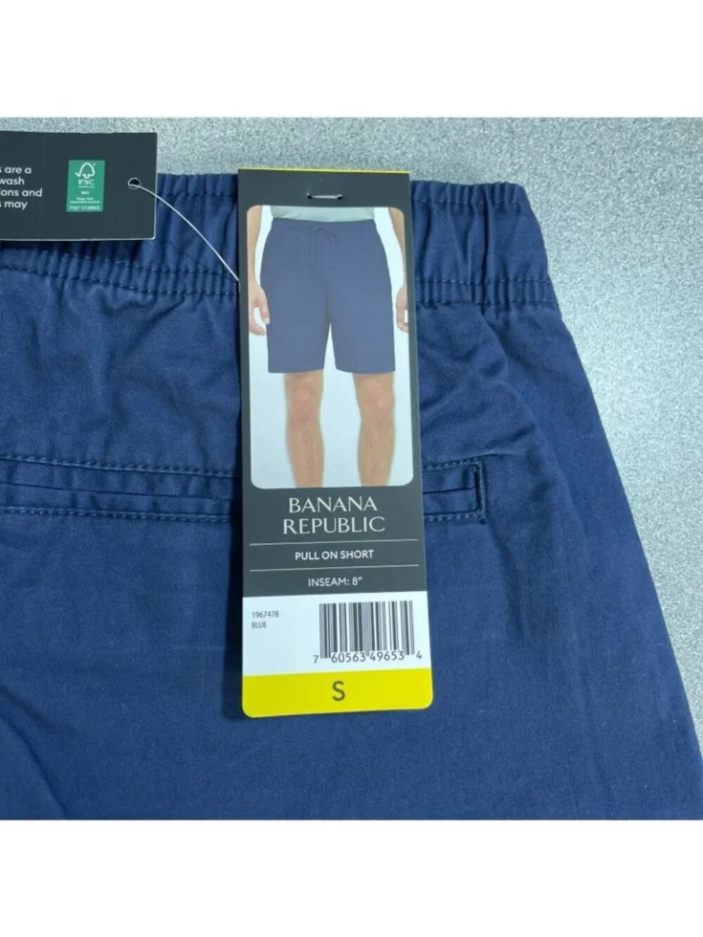 NWT Banana Republic Men's S Pull-On Chino Shorts Blue Elastic Waist